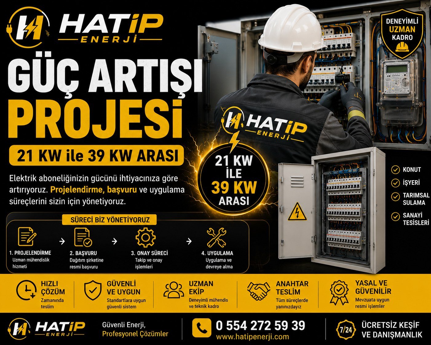 Elektrik Güç Artış Projesi 21 kw ile 39 kw arası