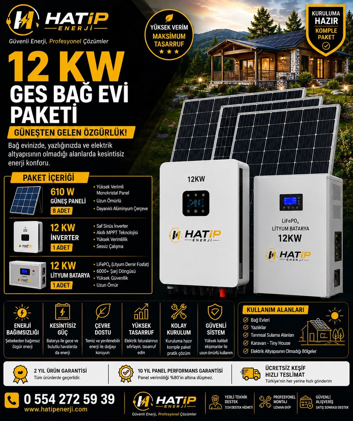12 kw GES Bağ Evi Paketi